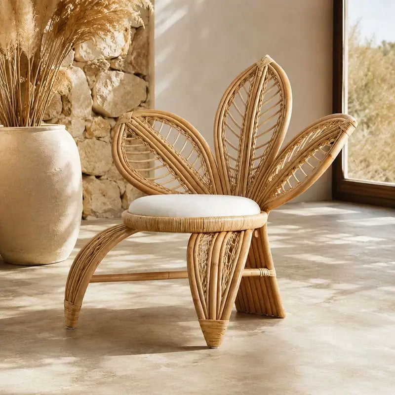 Fauteuil Rotin Fleur Vintage - 89 x 80 x 85 cm