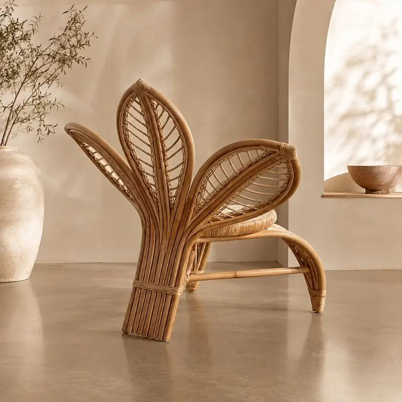 Fauteuil Rotin Fleur Vintage - 89 x 80 x 85 cm
