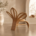 Fauteuil Rotin Fleur Vintage - 89 x 80 x 85 cm