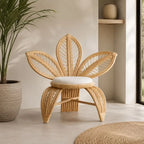 Fauteuil Rotin Fleur Vintage - 89 x 80 x 85 cm