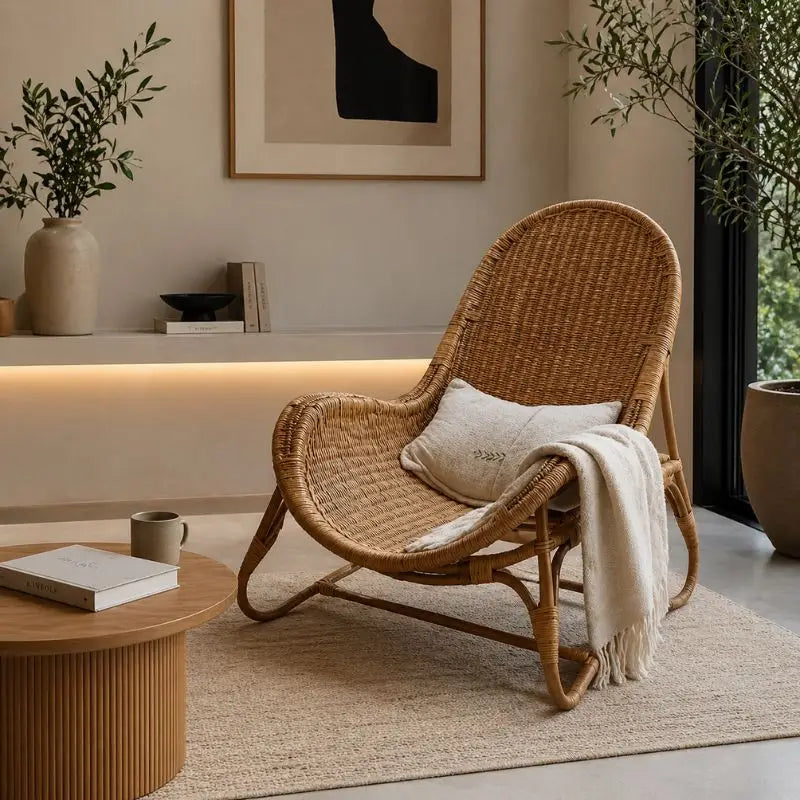 Fauteuil Rotin Vintage - Marron
