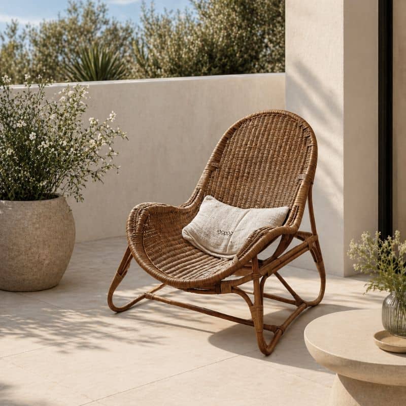 Fauteuil Rotin Vintage - Marron