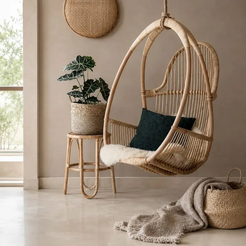 Fauteuil Suspendu en Rotin - 80 x 54 x 106 cm