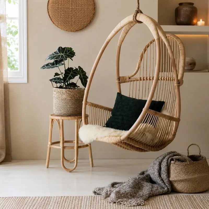 Fauteuil Suspendu en Rotin - 80 x 54 x 106 cm
