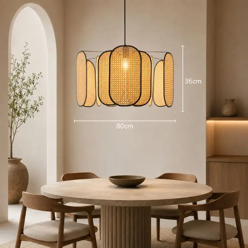 Grande Suspension en Rotin - 80 x 36 cm