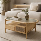Grande Table Basse en Rotin