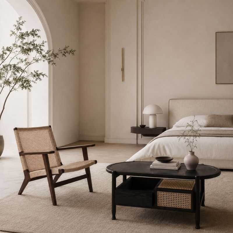 Grande Table Basse en Rotin