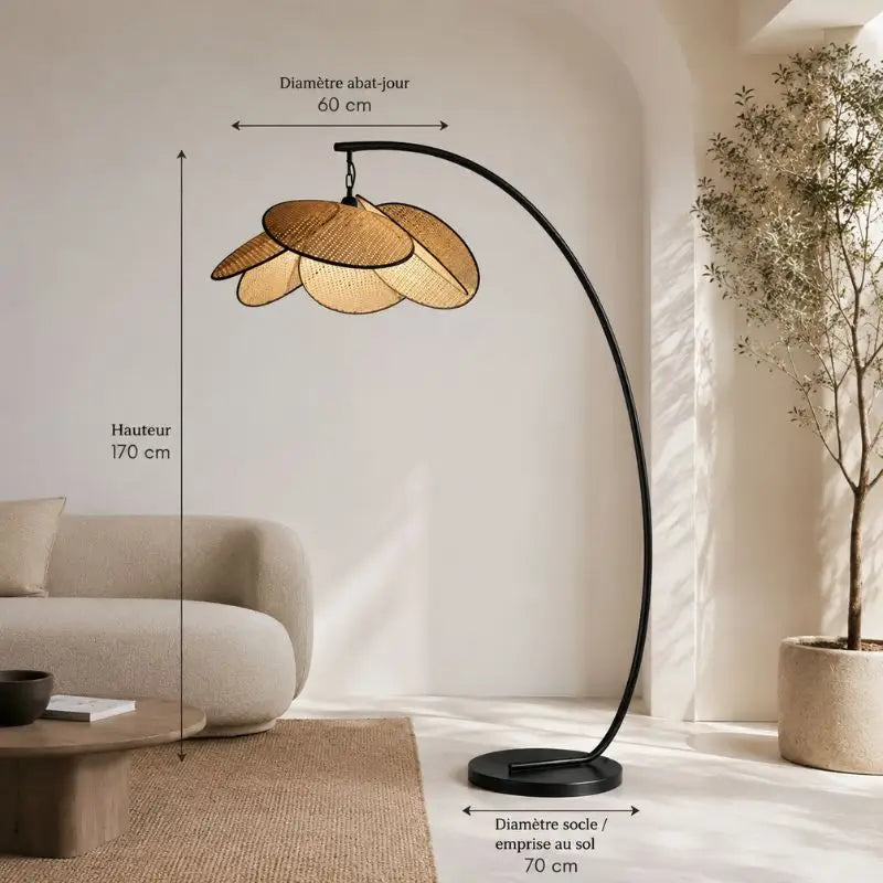 Lampadaire Salon Rotin - 170 x 70 cm