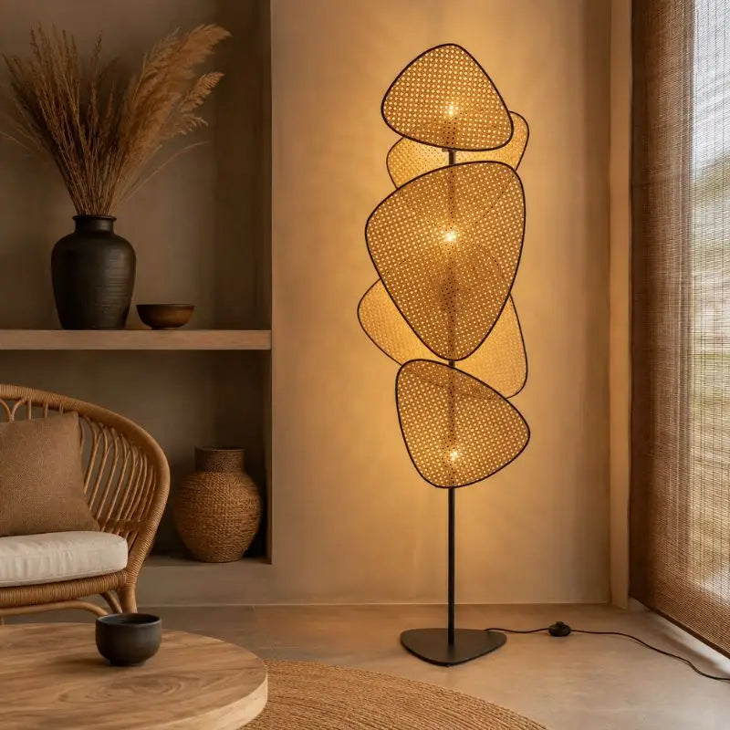 Lampadaire sur Pied en Rotin - 50 x 179 cm