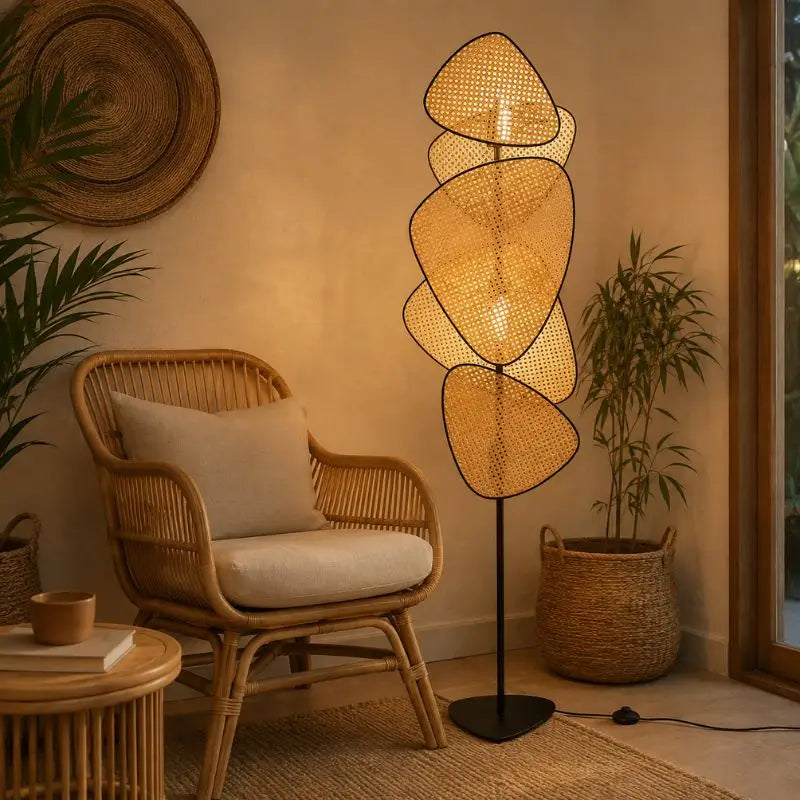 Lampadaire sur Pied en Rotin - 50 x 179 cm