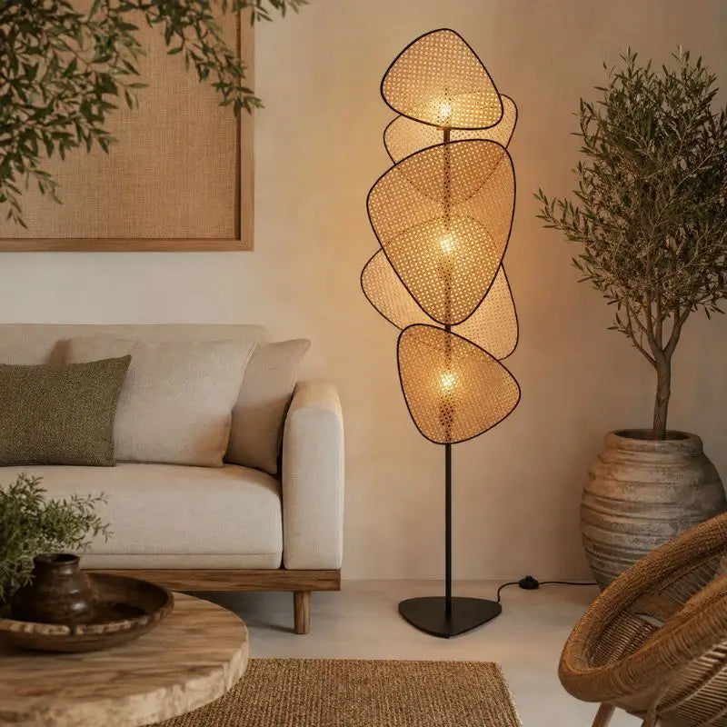 Lampadaire sur Pied en Rotin - 50 x 179 cm