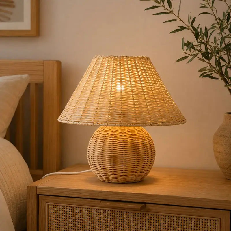 Lampe de Chevet Rotin - 17 x 21.5 cm