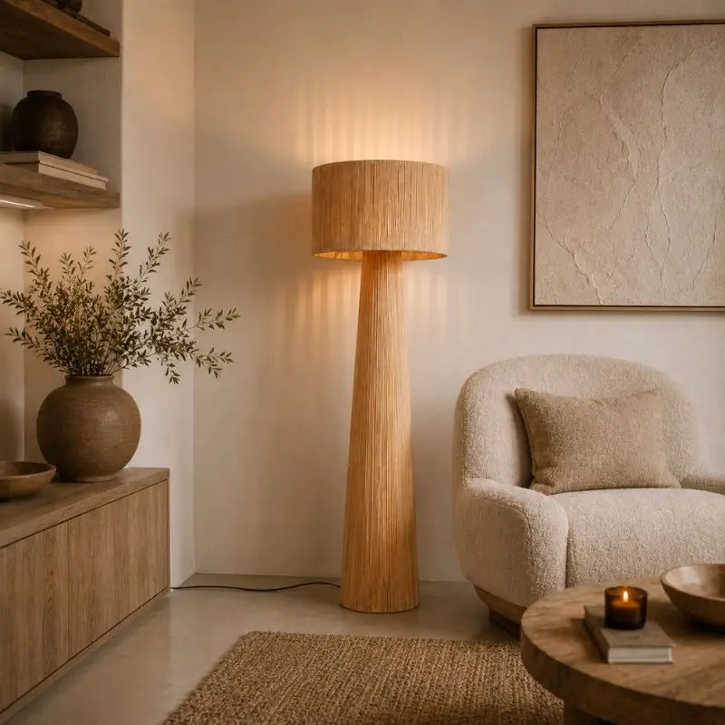 Lampe sur Pied Rotin - 50 x 137 cm