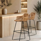 Lot 2 Chaises de Bar en Rotin - 54 x 51 x 75 cm