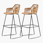 Lot 2 Chaises de Bar en Rotin - 54 x 51 x 75 cm
