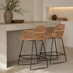 Lot 2 Chaises de Bar en Rotin - 54 x 51 x 75 cm