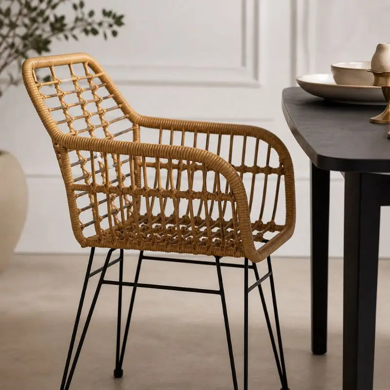 Lot 2 Fauteuils Rotin - Marron