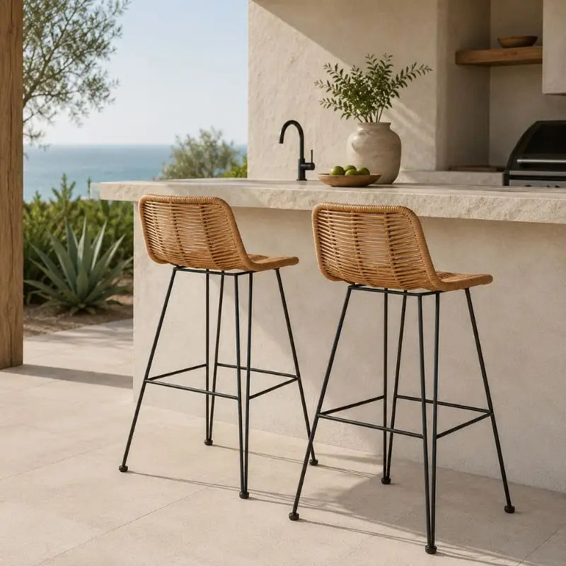 Lot de 2 Chaises Bar Rotin - 48 × 54 × 95 cm