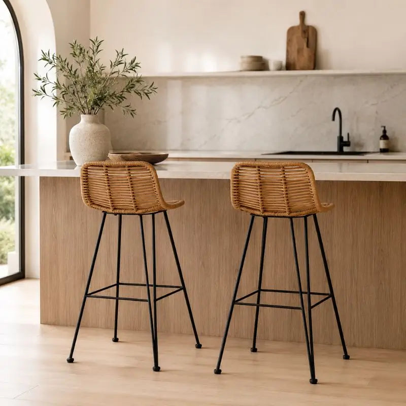 Lot de 2 Chaises Bar Rotin - 48 × 54 × 95 cm