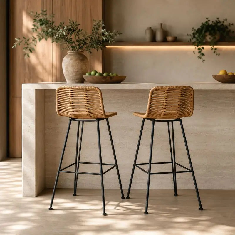Lot de 2 Chaises Bar Rotin - 48 × 54 × 95 cm