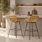Lot de 2 Chaises de Bar Rotin - 56 x 53 x 89 cm