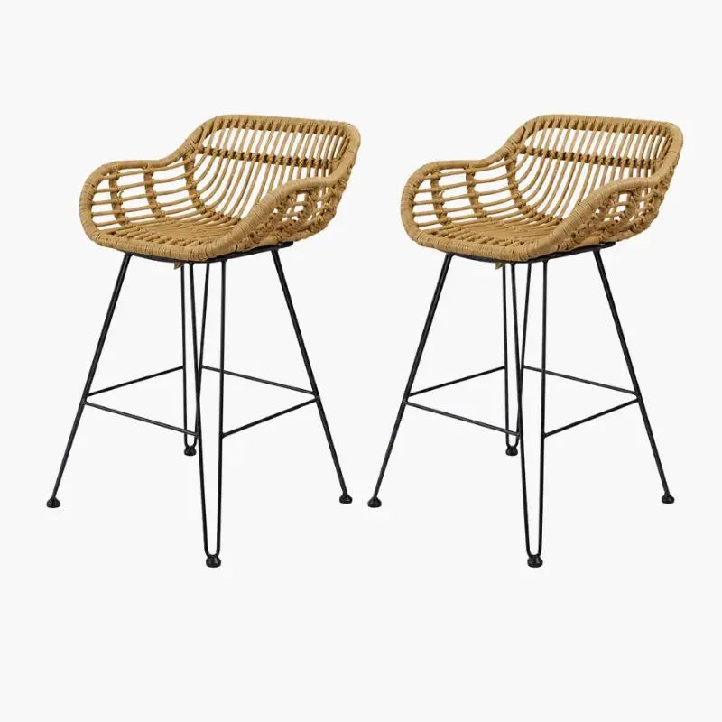 Lot de 2 Chaises de Bar Rotin - 56 x 53 x 89 cm