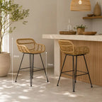 Lot de 2 Chaises de Bar Rotin - 56 x 53 x 89 cm