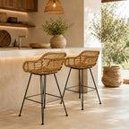 Lot de 2 Chaises de Bar Rotin - 56 x 53 x 89 cm