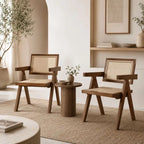 Lot de 2 Chaises Bois Rotin - Marron
