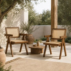 Lot de 2 Chaises Bois Rotin - Marron