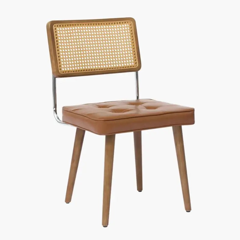 Lot de 2 Chaises en Rotin Pour Salle à Manger - Marron