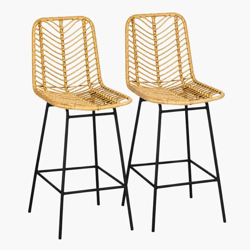 Lot de 2 Chaises Hautes Rotin - 42.5 x 52 x 102 cm