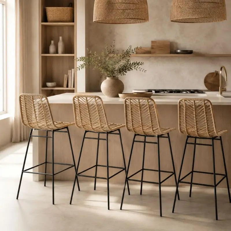 Lot de 2 Chaises Hautes Rotin - 42.5 x 52 x 102 cm