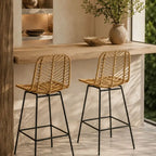 Lot de 2 Chaises Hautes Rotin - 42.5 x 52 x 102 cm