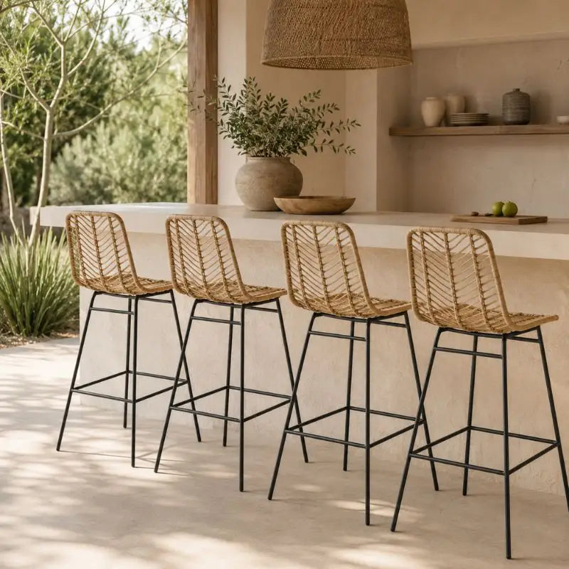 Lot de 2 Chaises Hautes Rotin - 42.5 x 52 x 102 cm