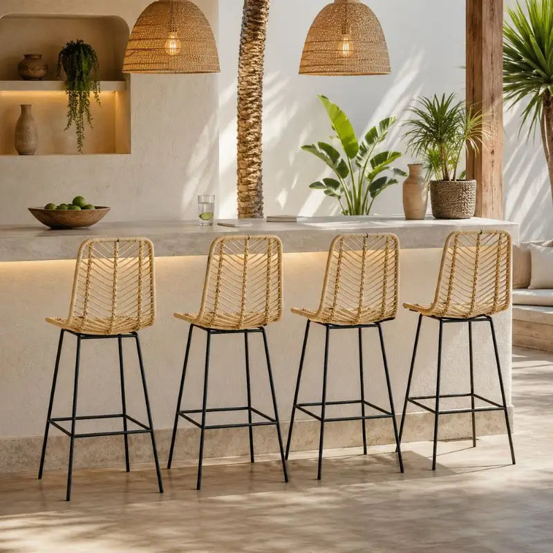 Lot de 2 Chaises Hautes Rotin - 42.5 x 52 x 102 cm