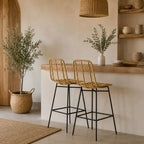 Lot de 2 Chaises Hautes Rotin - 42.5 x 52 x 102 cm