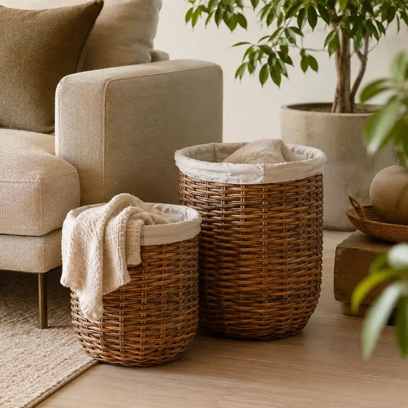 Lot de 2 Paniers Rotin - Marron