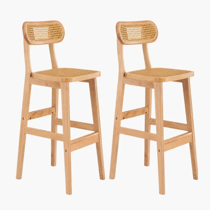 Lot de 2 Tabourets de Bar Rotin - 44 x 44 x 72 cm