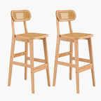 Lot de 2 Tabourets de Bar Rotin - 44 x 44 x 72 cm