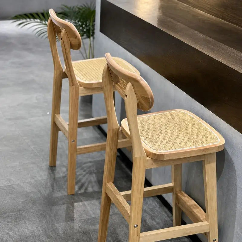 Lot de 2 Tabourets de Bar Rotin - 44 x 44 x 72 cm