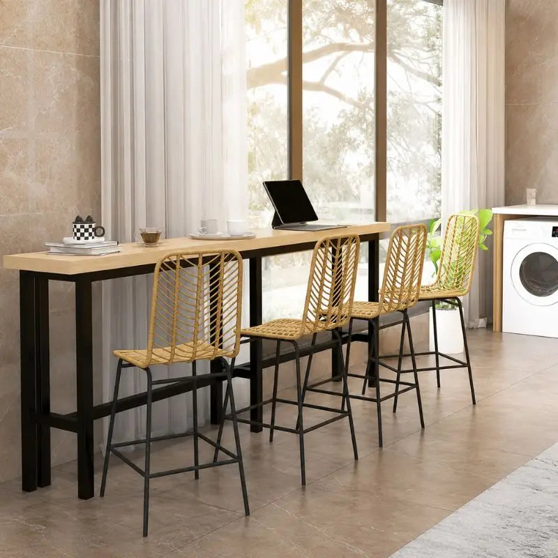 Lot de 4 Chaises Hautes Rotin - 42.5 x 52 x 102 cm
