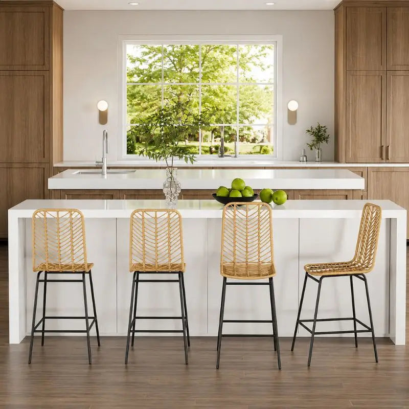 Lot de 4 Chaises Hautes Rotin - 42.5 x 52 x 102 cm