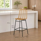 Lot de 4 Chaises Hautes Rotin - 42.5 x 52 x 102 cm