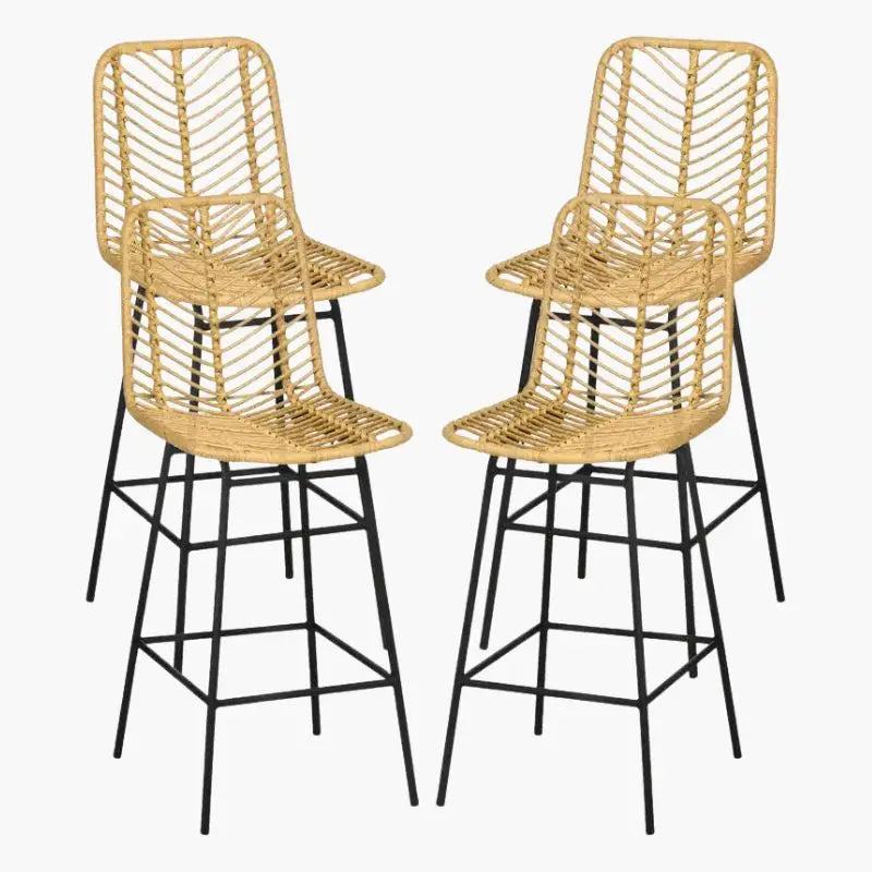 Lot de 4 Chaises Hautes Rotin - 42.5 x 52 x 102 cm