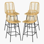 Lot de 4 Chaises Hautes Rotin - 42.5 x 52 x 102 cm