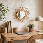 Miroir en Rotin Soleil - 31 x 31 cm