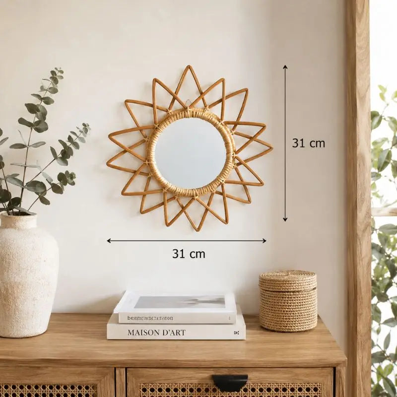 Miroir en Rotin Soleil - 31 x 31 cm