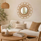 Miroir Fleur Rotin - 40 cm