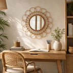 Miroir Fleur Rotin - 40 cm